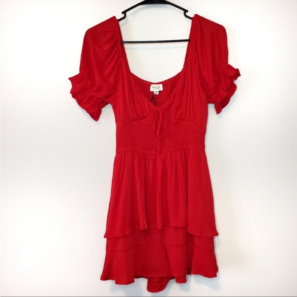Le Lis Collection Red Ruffle Romper dress S